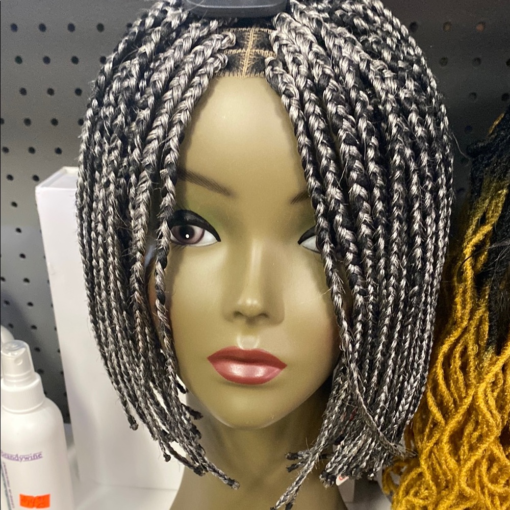 Silver/Gray Two-Tone Braided Wig